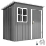 Galvanised Steel Outdoor Garden Storage Shed 7ft x 4ft - Velmora