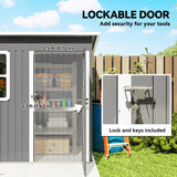 Galvanised Steel Outdoor Garden Storage Shed 7ft x 4ft - Velmora