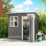 Galvanised Steel Outdoor Garden Storage Shed 7ft x 4ft - Velmora