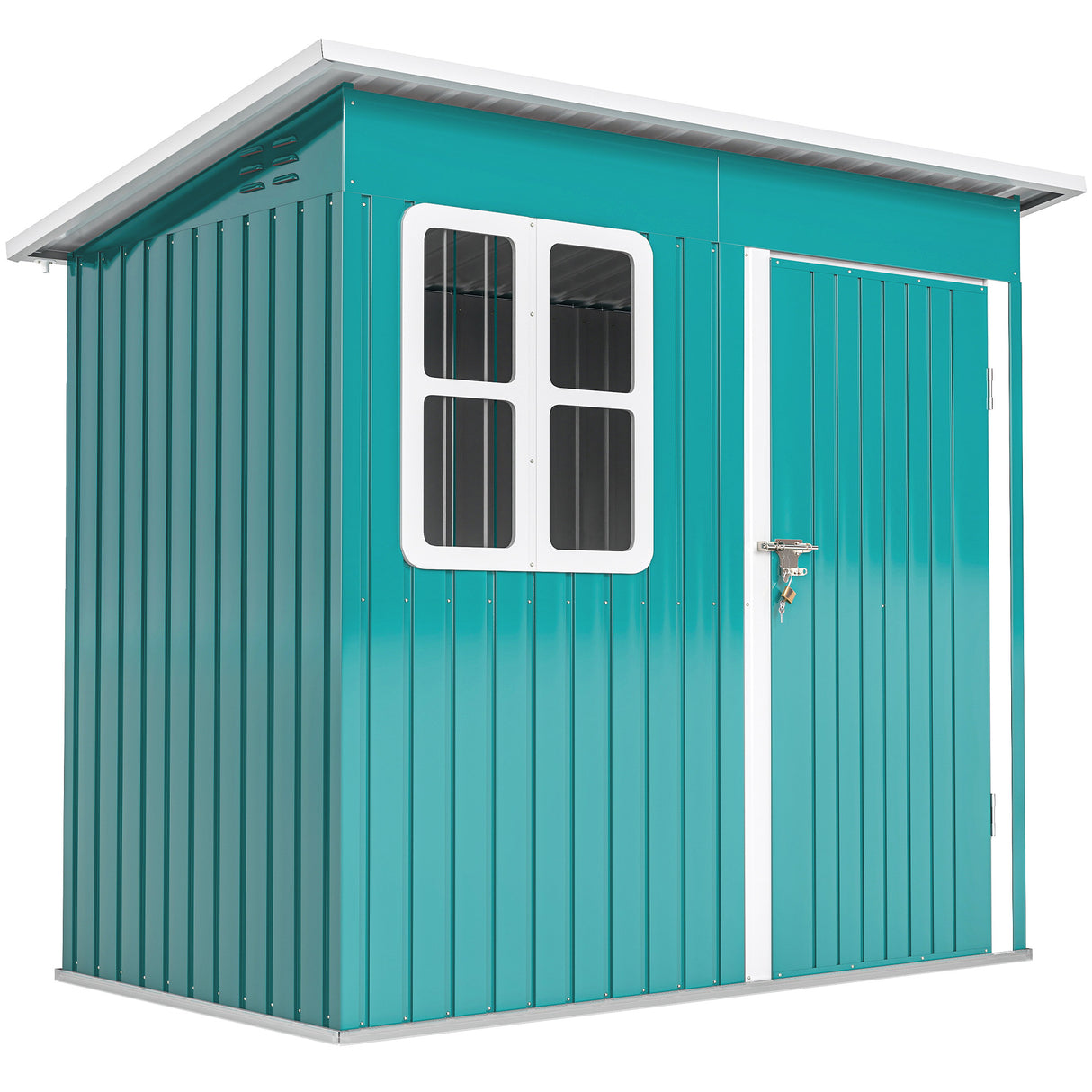 Galvanised Steel Outdoor Garden Storage Shed 7ft x 4ft - Velmora