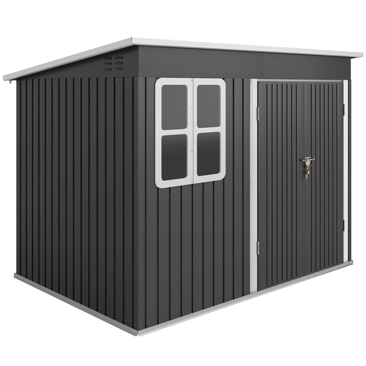 Galvanised Steel Outdoor Garden Storage Shed 8.5ft x 6ft - Velmora
