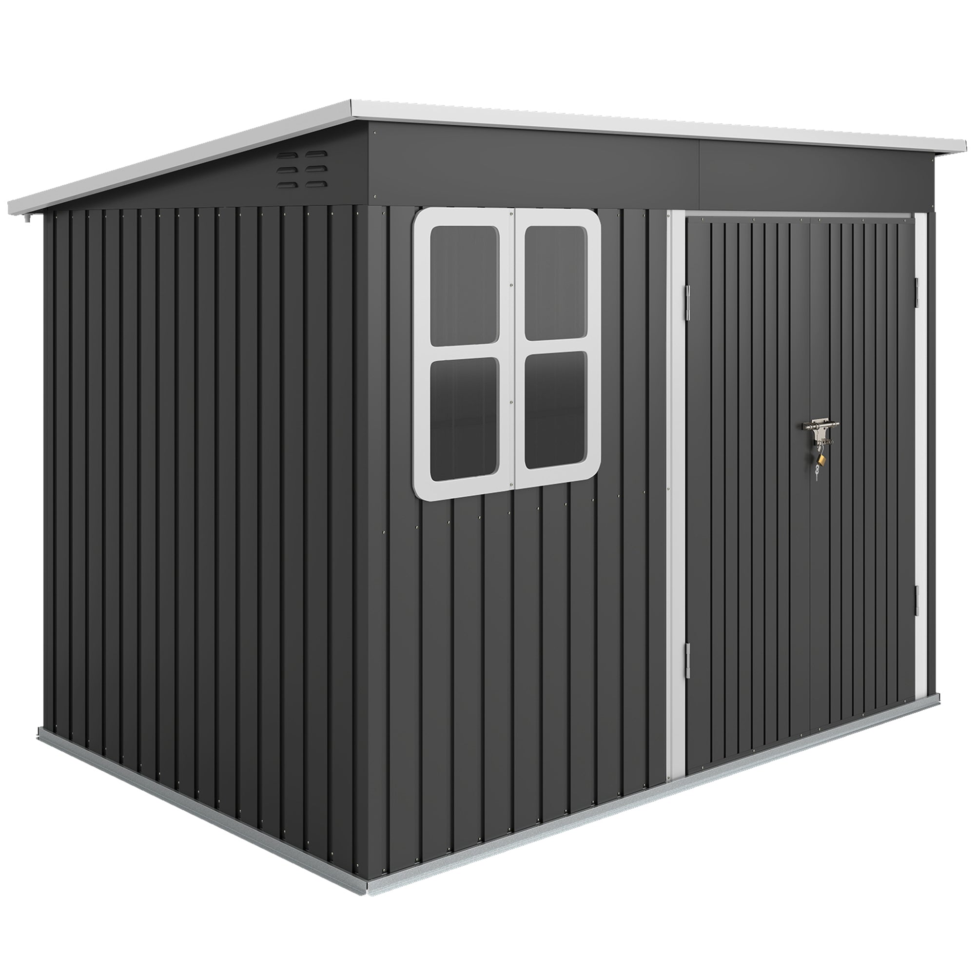 Galvanised Steel Outdoor Garden Storage Shed 8.5ft x 6ft - Velmora