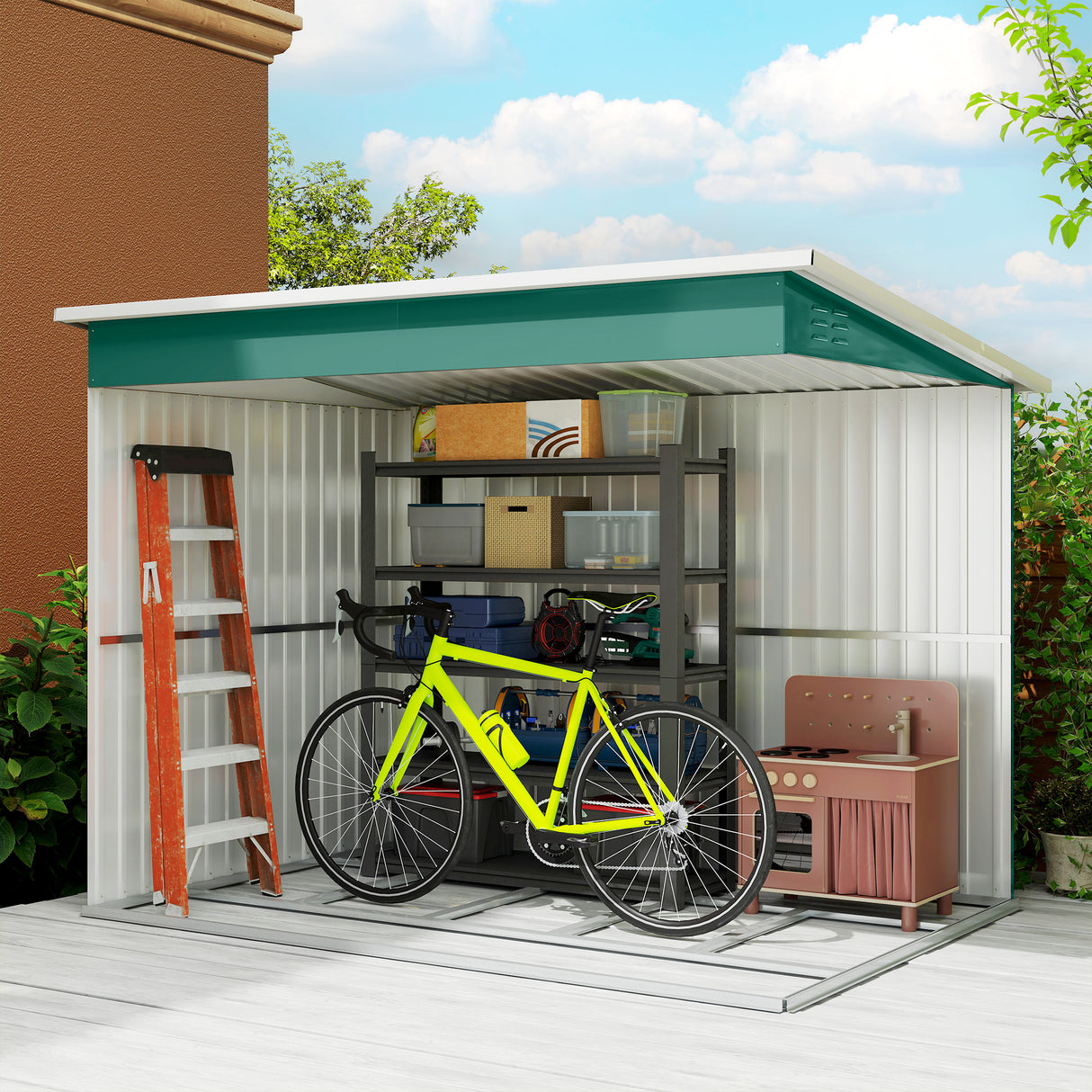Galvanised Steel Outdoor Garden Storage Shed 8.5ft x 6ft - Velmora