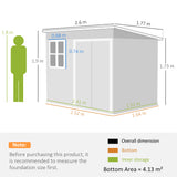 Galvanised Steel Outdoor Garden Storage Shed 8.5ft x 6ft - Velmora