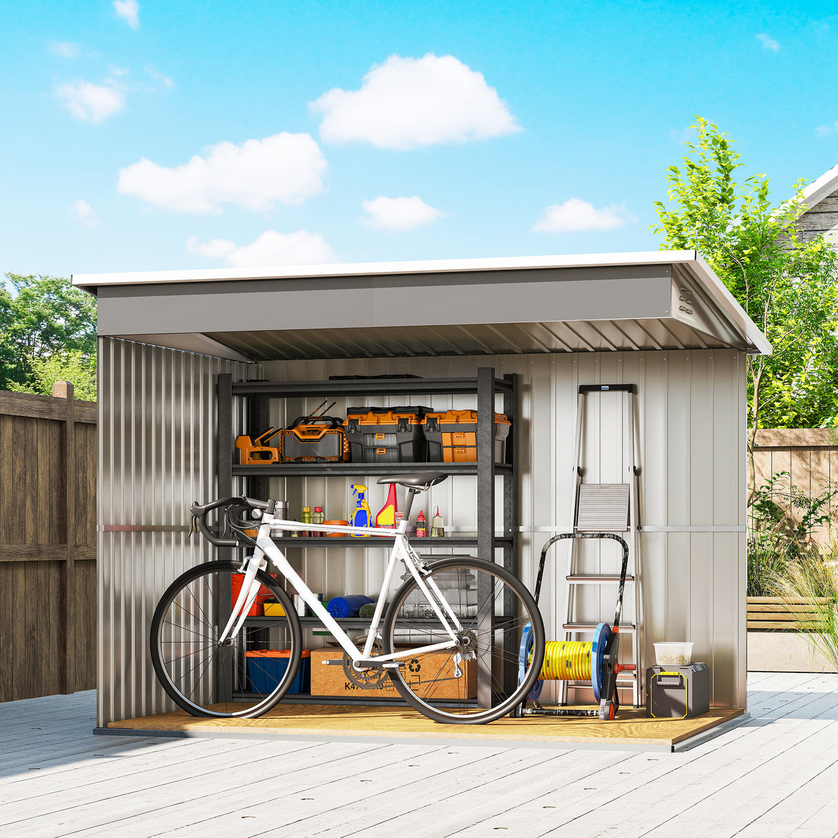 Galvanised Steel Outdoor Garden Storage Shed 8.5ft x 6ft - Velmora