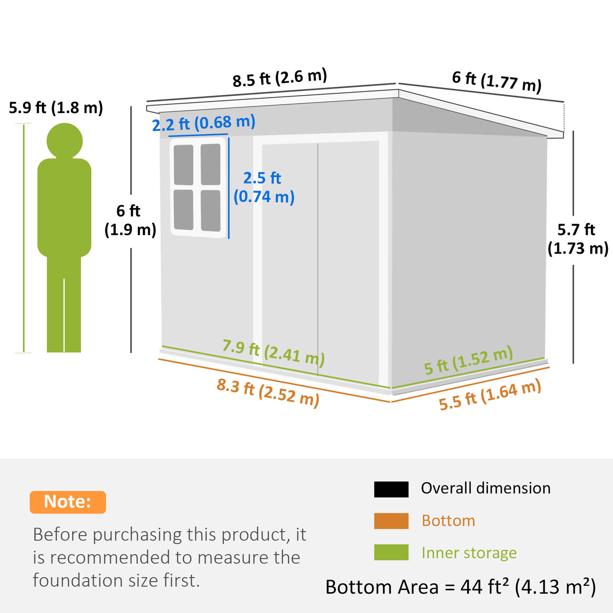 Galvanised Steel Outdoor Garden Storage Shed 8.5ft x 6ft - Velmora