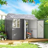 Galvanised Steel Outdoor Garden Storage Shed 8ft x 6ft - Velmora