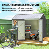 Galvanised Steel Outdoor Garden Storage Shed 8ft x 6ft - Velmora