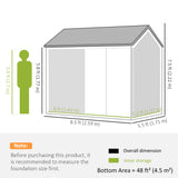 Galvanised Steel Outdoor Garden Storage Shed 8ft x 6ft - Velmora