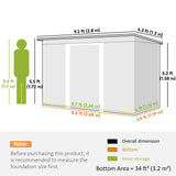 Galvanised Steel Outdoor Garden Storage Shed 9ft x 4ft - Velmora