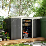 Galvanised Steel Outdoor Garden Storage Shed 9ft x 4ft - Velmora