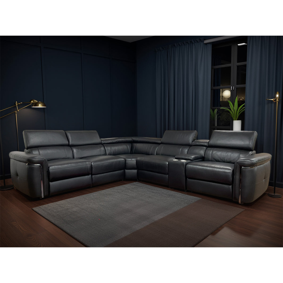 Genuine Leather Corner Sofa Large Electric Recliner - Somerville