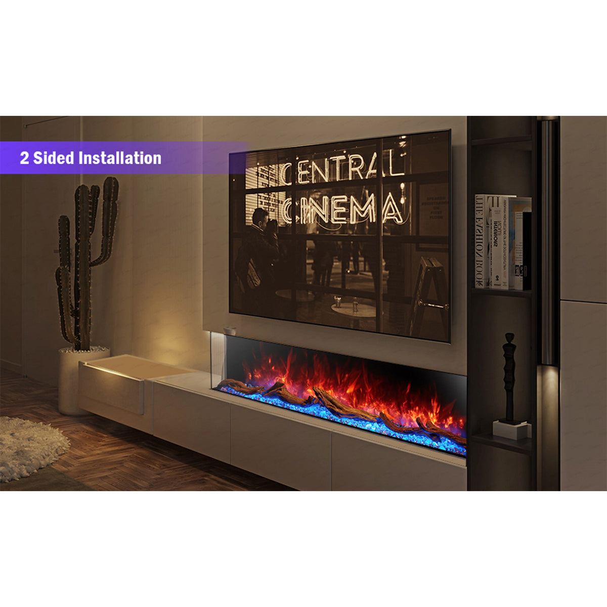 Glass 3 Sided Deep Electric Fire 50 Inch - Cullinan
