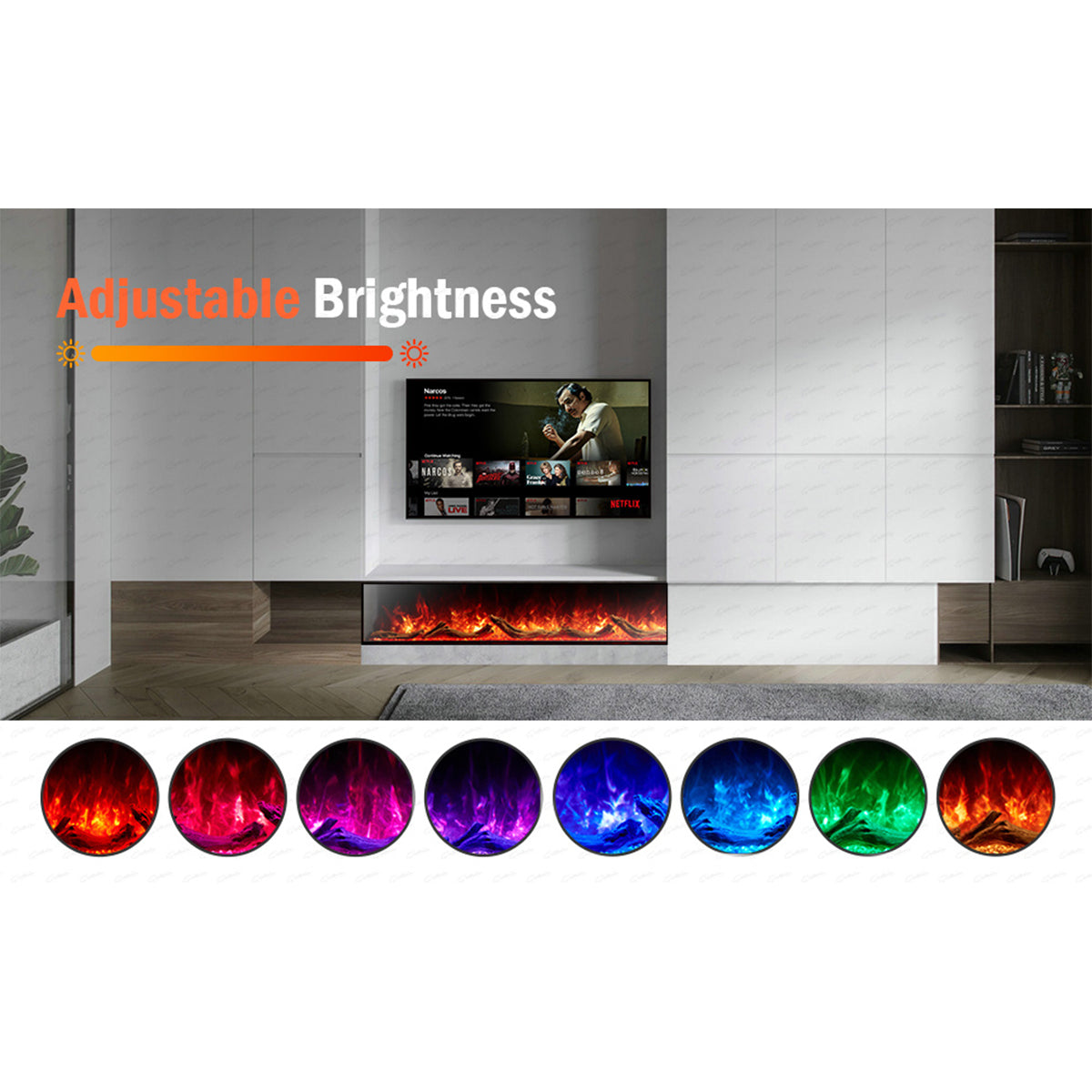 Glass 3 Sided Deep Electric Fire 50 Inch - Cullinan