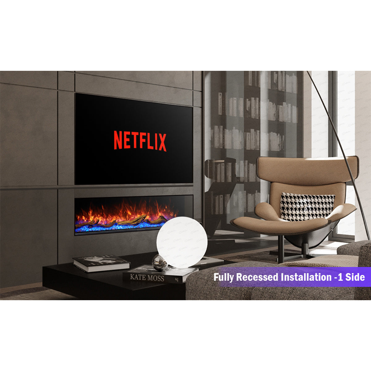 Glass 3 Sided Deep Electric Fire 50 Inch - Cullinan