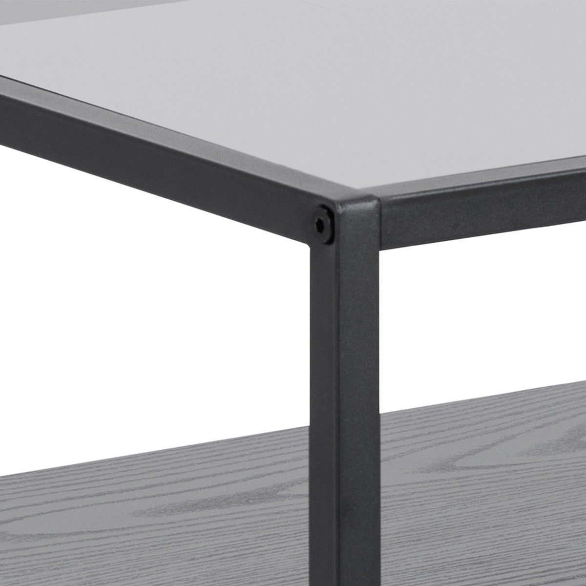 Glass Bedside Table Square With 1 Black Drawer - Randolf