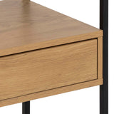 Glass Bedside Table Square With 1 Oak Drawer - Randolf