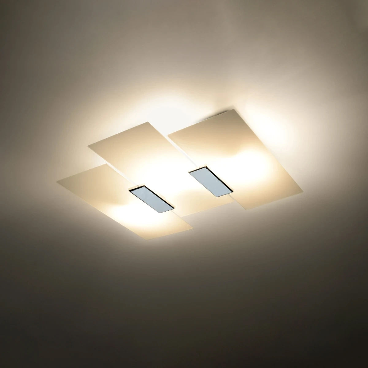 Glass Ceiling Light With Fabiano Lamp With Chrome Support - Tangerine