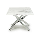 Glass Coffee Table Rectangular in White Marble Effect - Astoria