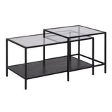Glass Coffee Tables in Set Of 2 With Black Metal Frame - Seaford