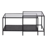 Glass Coffee Tables in Set Of 2 With Black Metal Frame - Seaford