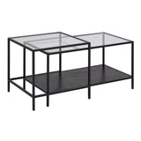 Glass Coffee Tables in Set Of 2 With Black Metal Frame - Seaford