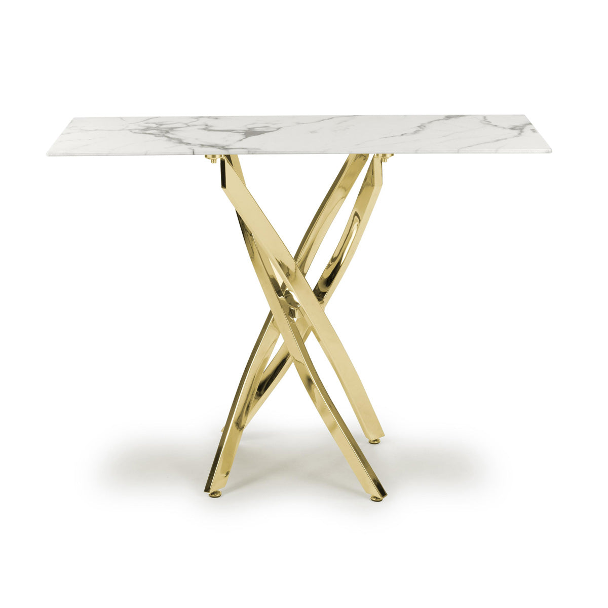 Glass Console Table in White Marble Effect - Astoria