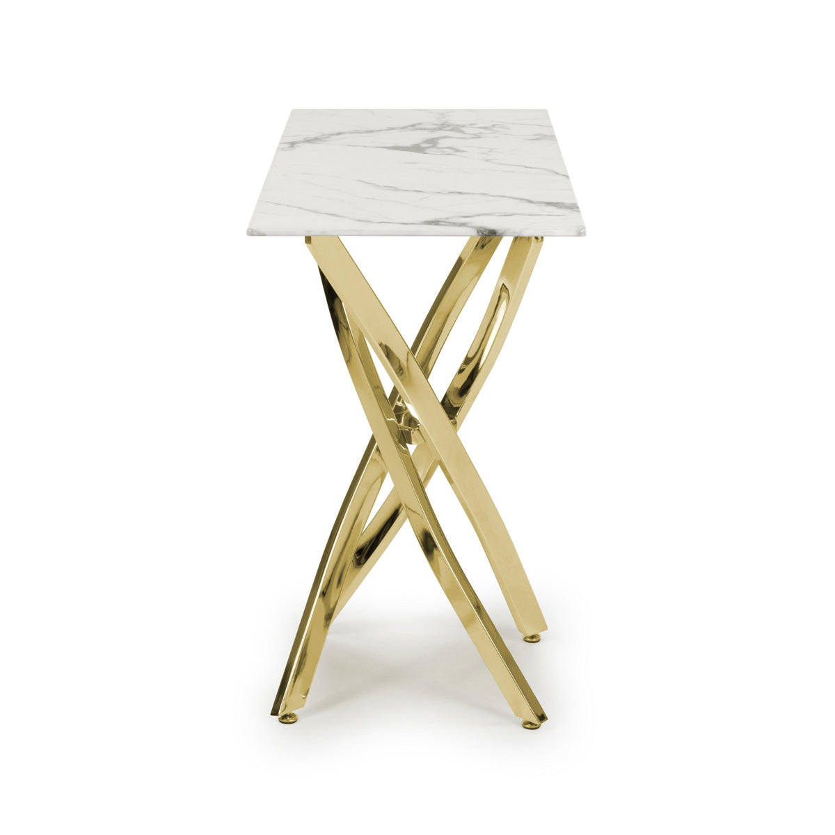 Glass Console Table in White Marble Effect - Astoria