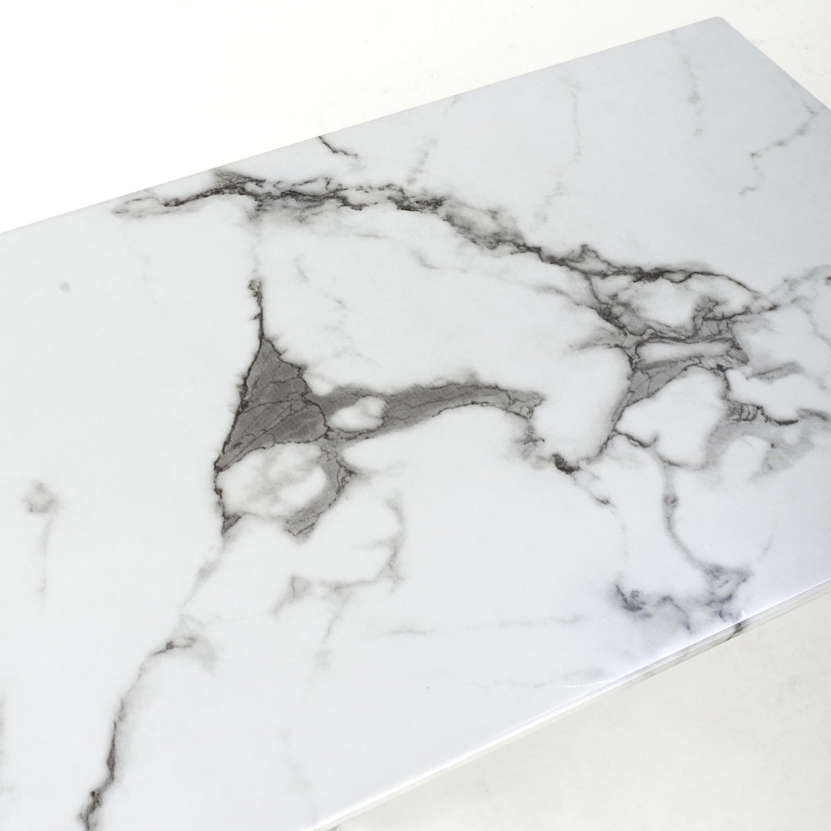 Glass Console Table in White Marble Effect - Astoria