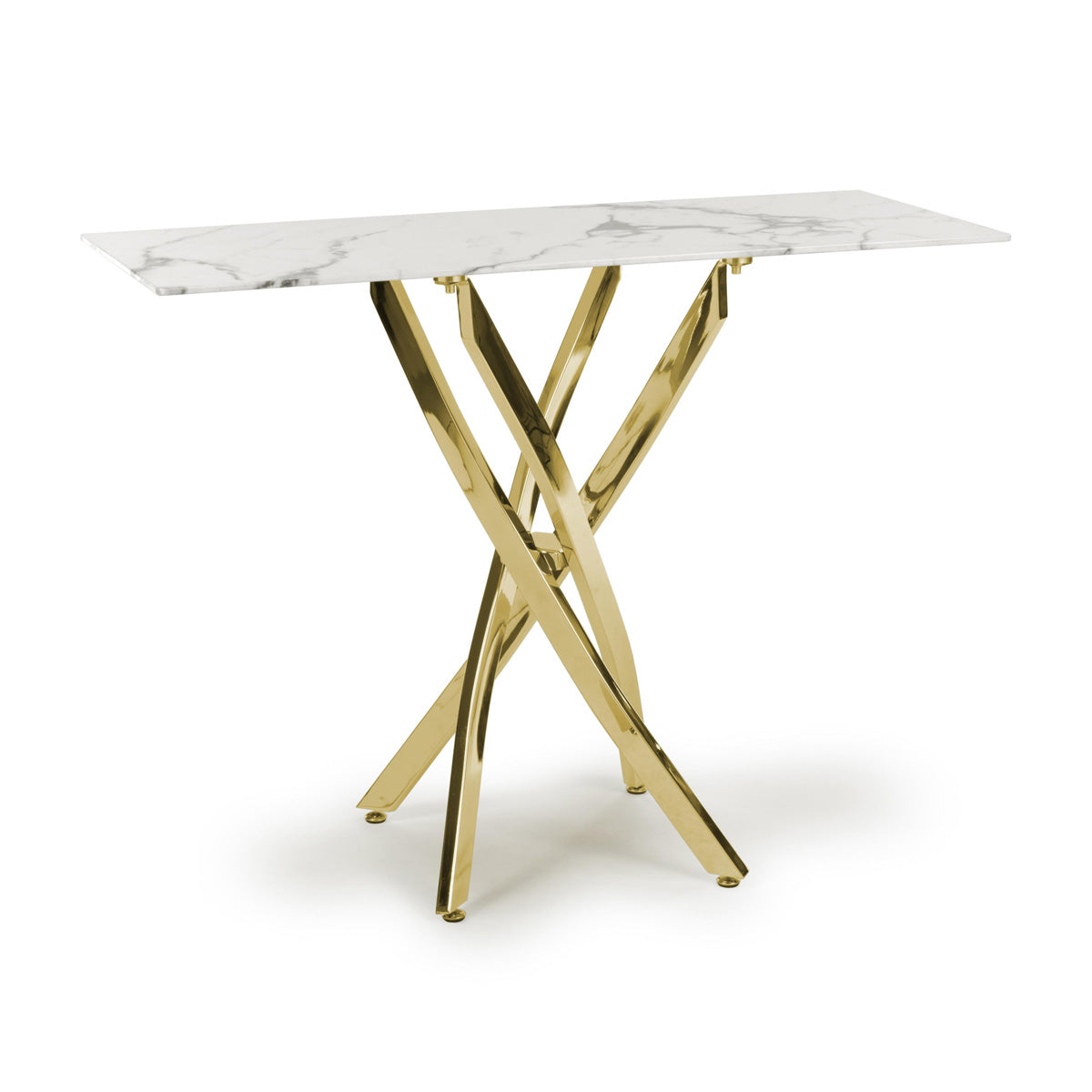 Glass Console Table in White Marble Effect - Astoria