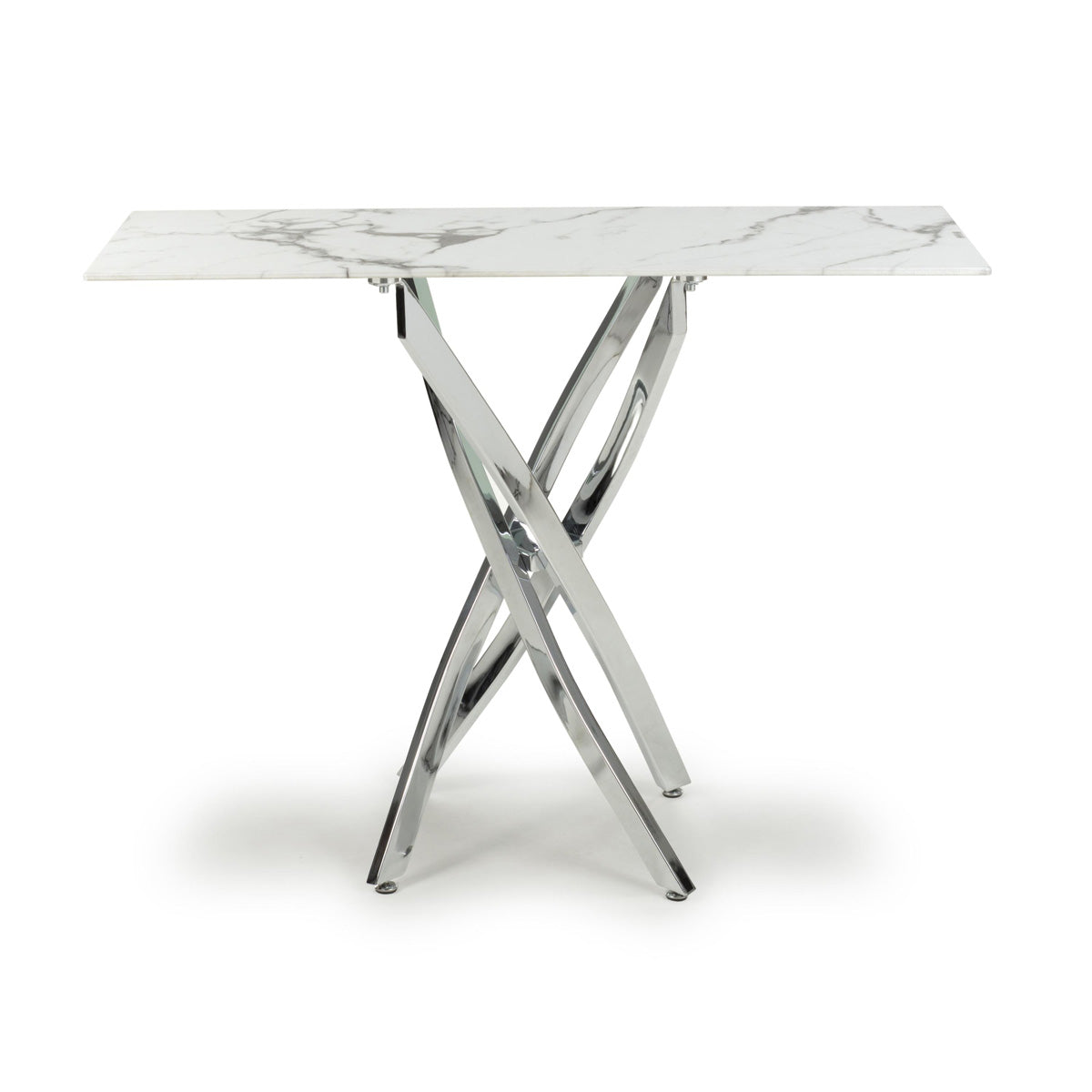 Glass Console Table in White Marble Effect - Astoria