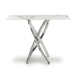 Glass Console Table in White Marble Effect - Astoria