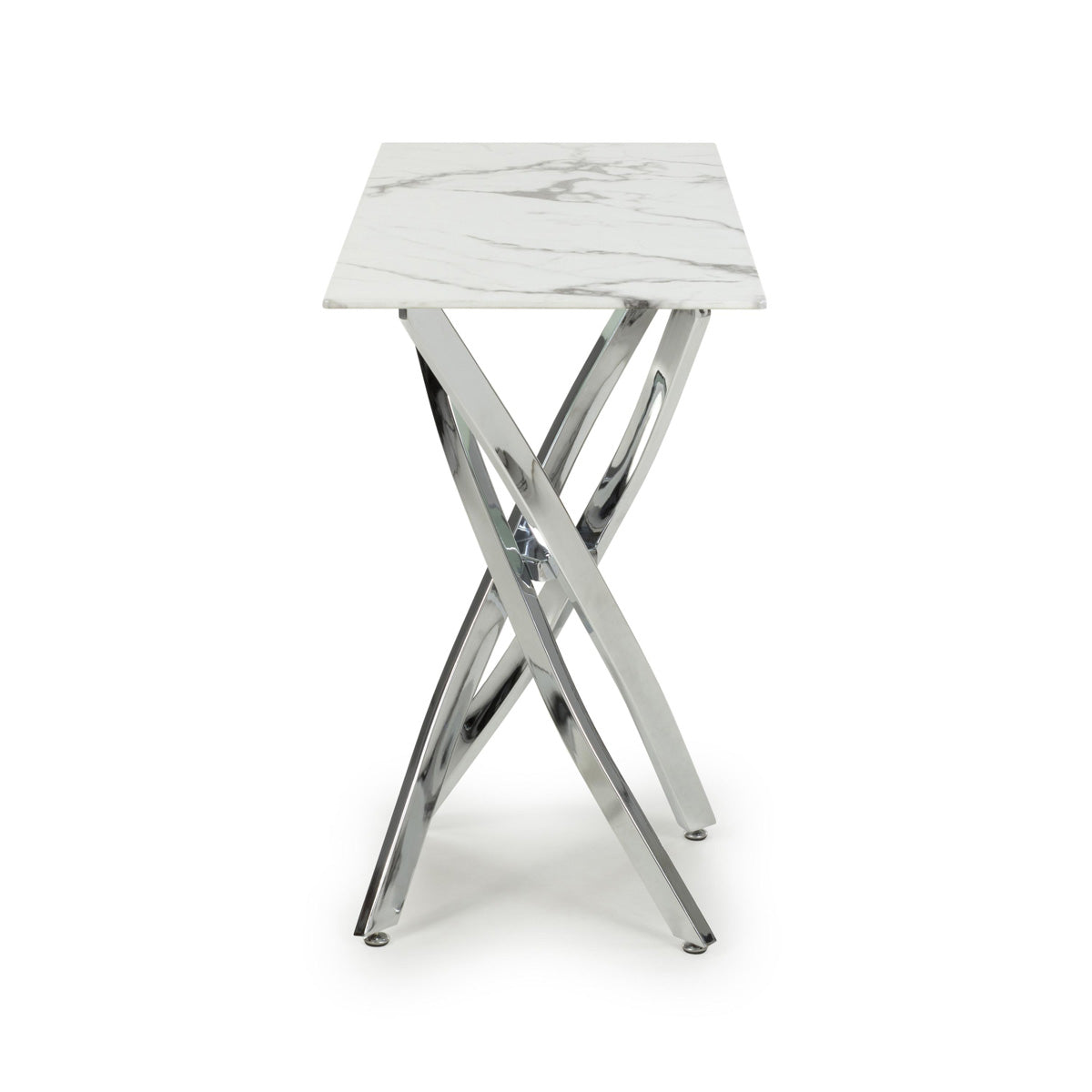 Glass Console Table in White Marble Effect - Astoria