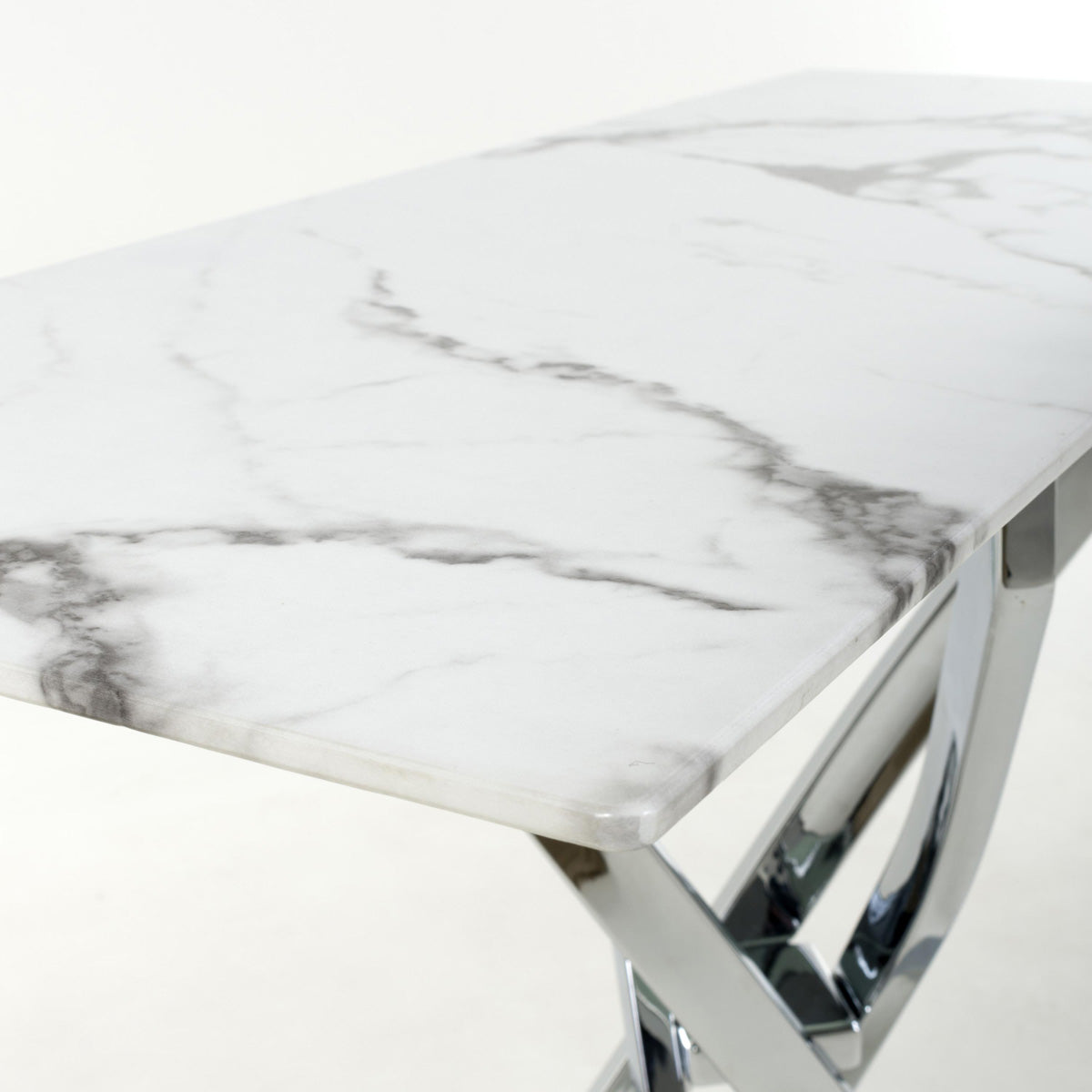 Glass Console Table in White Marble Effect - Astoria