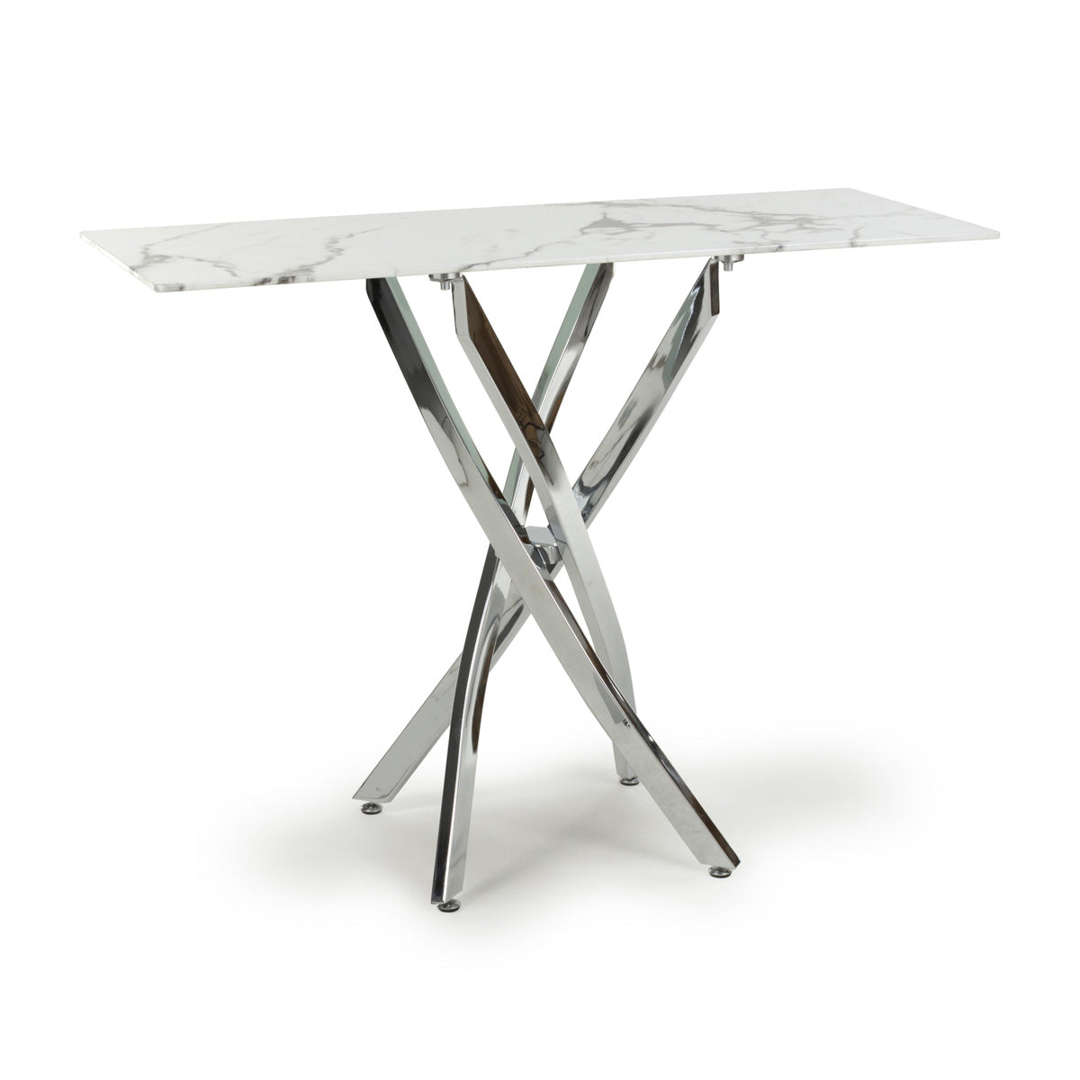 Glass Console Table in White Marble Effect - Astoria