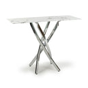 Glass Console Table in White Marble Effect - Astoria