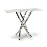 Glass Console Table in White Marble Effect - Astoria