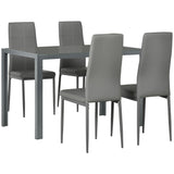 Glass Dining Table 120cm Wide Rectangular With 4 Chairs And Metal Frame - Velmora