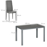 Glass Dining Table 120cm Wide Rectangular With 4 Chairs And Metal Frame - Velmora