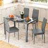 Glass Dining Table 120cm Wide Rectangular With 4 Chairs And Metal Frame - Velmora
