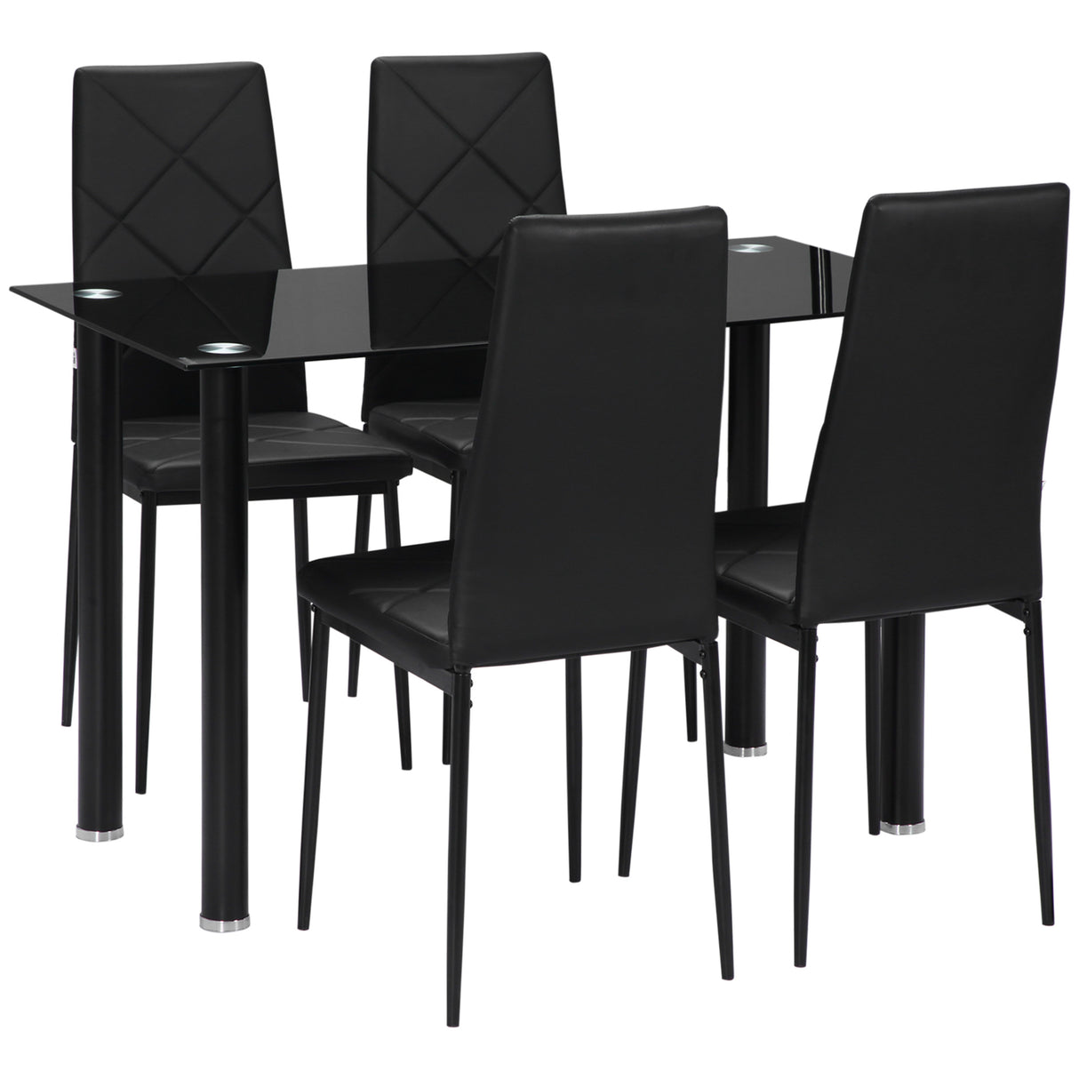 Glass Dining Table 120cm Wide Rectangular With 4 Chairs - Velmora