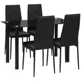 Glass Dining Table 120cm Wide Rectangular With 4 Chairs - Velmora