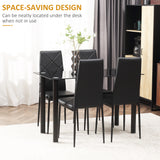 Glass Dining Table 120cm Wide Rectangular With 4 Chairs - Velmora