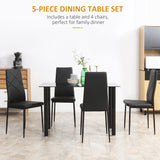 Glass Dining Table 120cm Wide Rectangular With 4 Chairs - Velmora