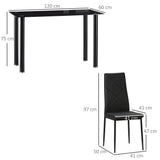 Glass Dining Table 120cm Wide Rectangular With 4 Chairs - Velmora