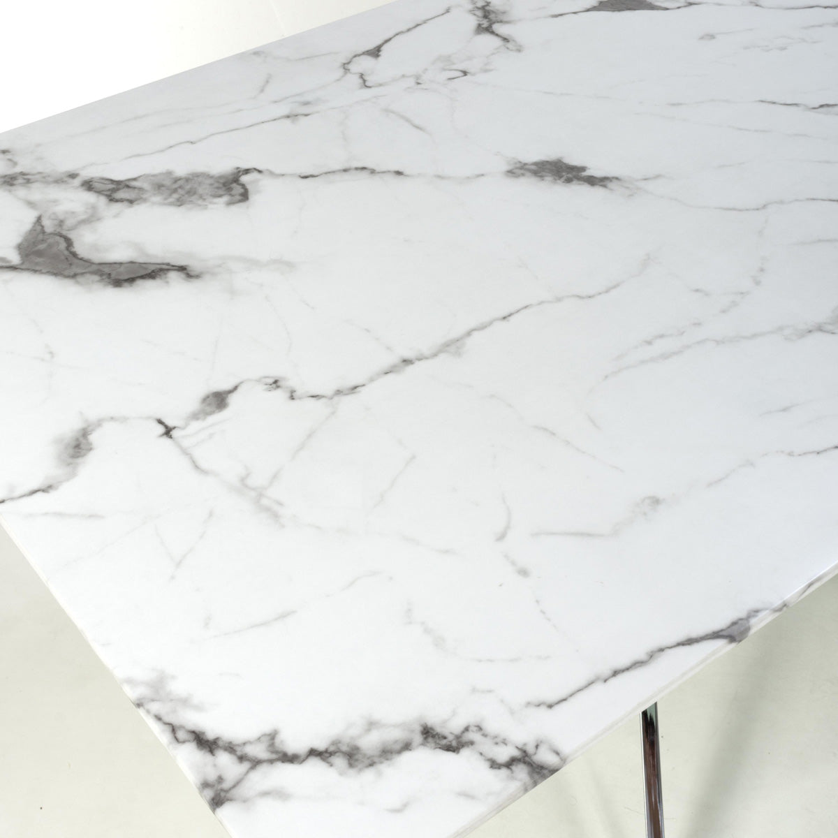 Glass Dining Table for 4 People Rectangular in White Marble Effect - Astoria