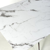 Glass Dining Table for 4 People Rectangular in White Marble Effect - Astoria