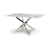 Glass Dining Table for 4 People Rectangular in White Marble Effect - Astoria