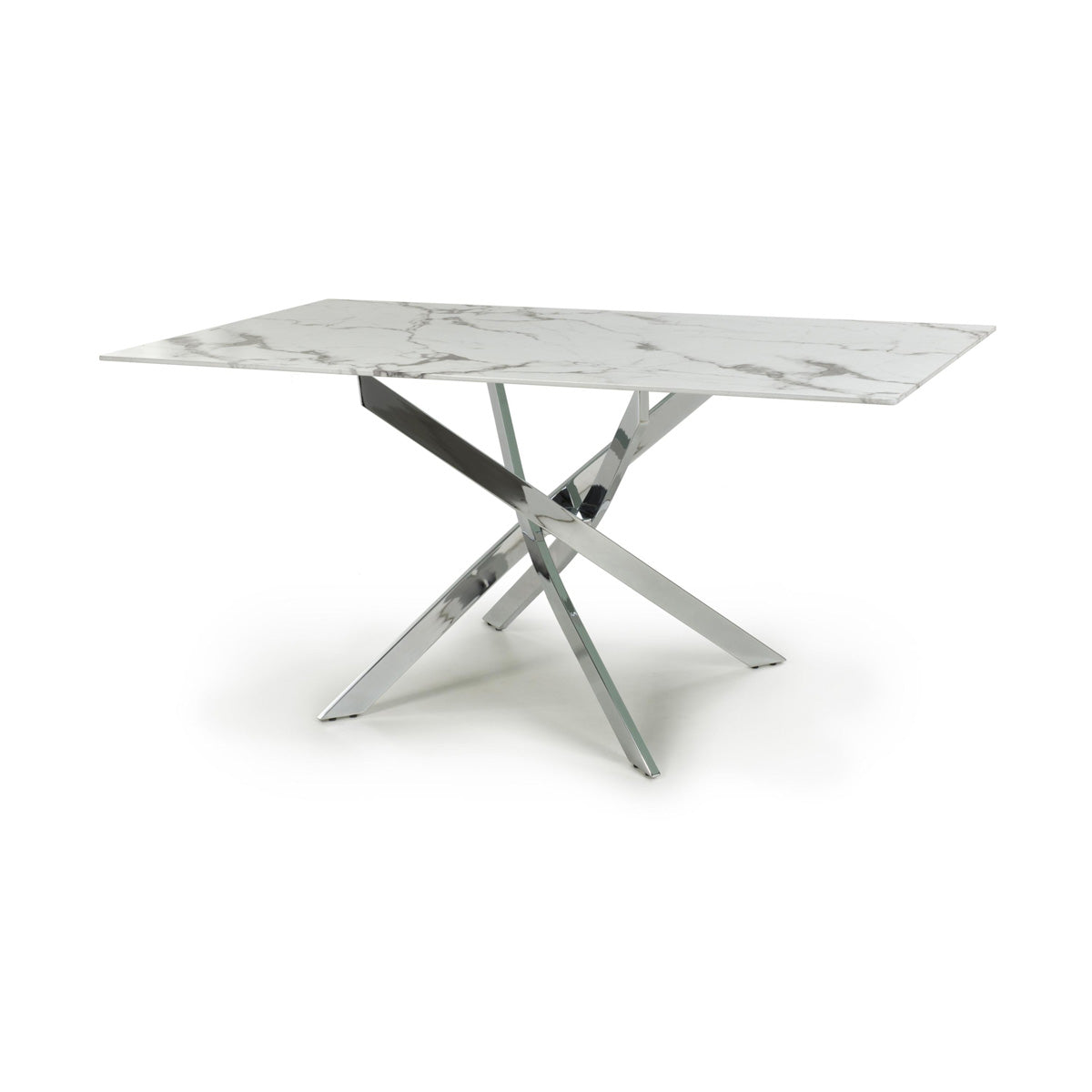 Glass Dining Table for 4 People Rectangular in White Marble Effect - Astoria