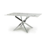 Glass Dining Table for 4 People Rectangular in White Marble Effect - Astoria